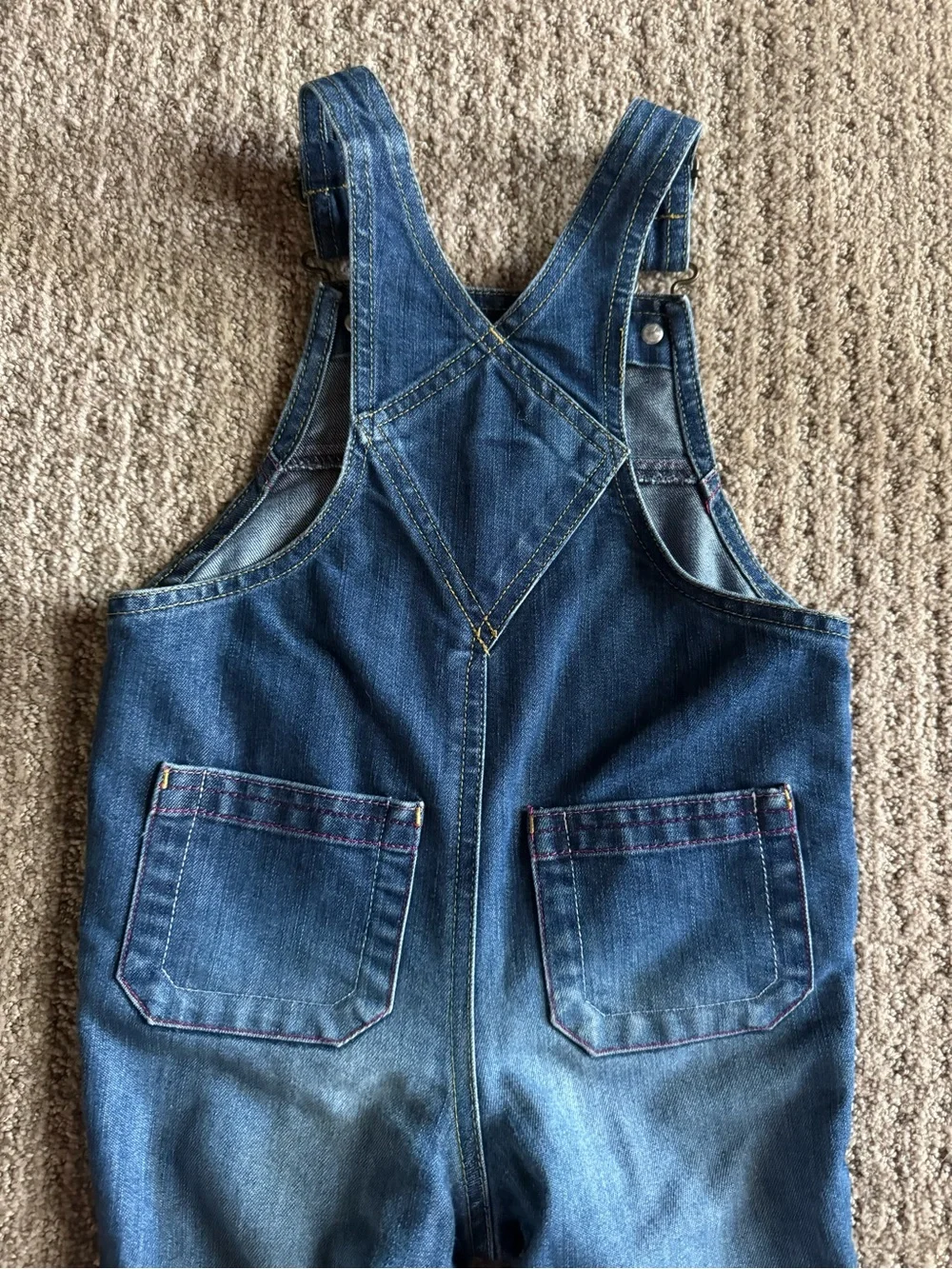 Old Navy Y2K Toddler Denim Overalls 2T Snap Pockets Flare